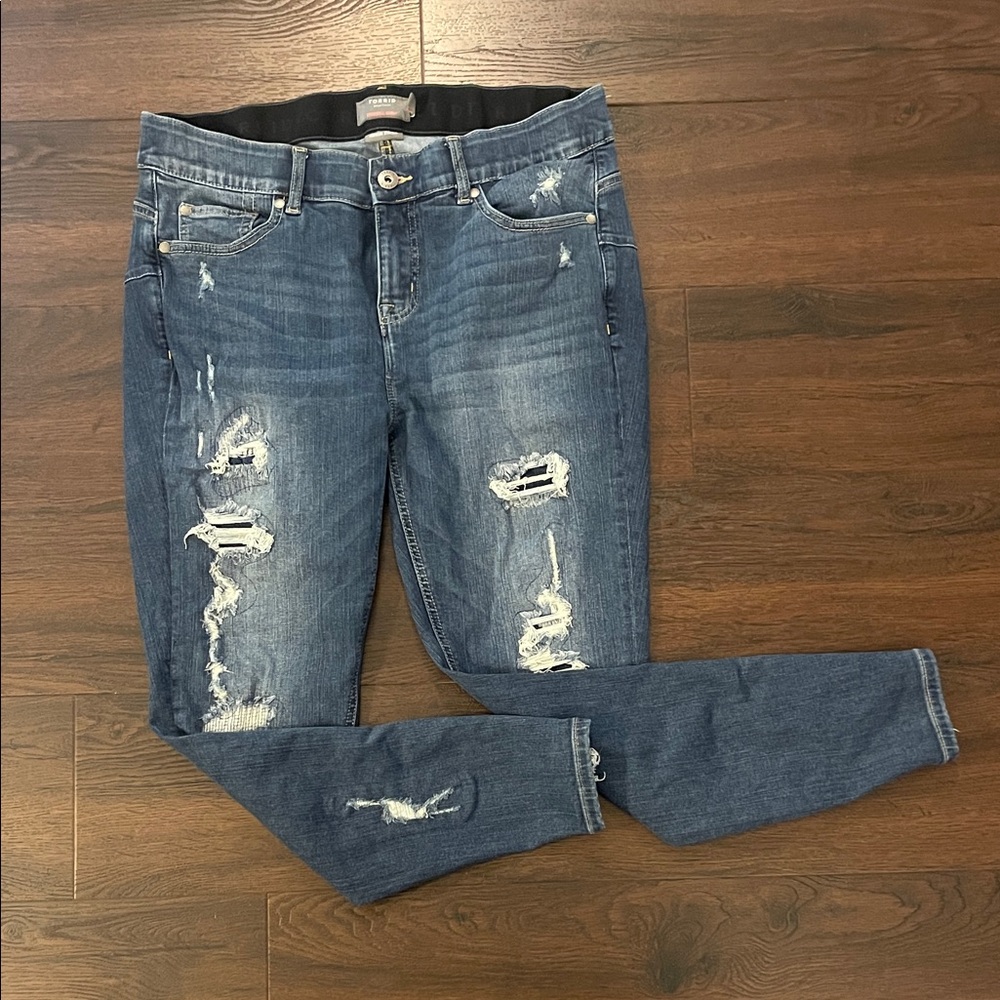 Torrid Distressed Skinny Jeans in Blue - Picture 7 of 7